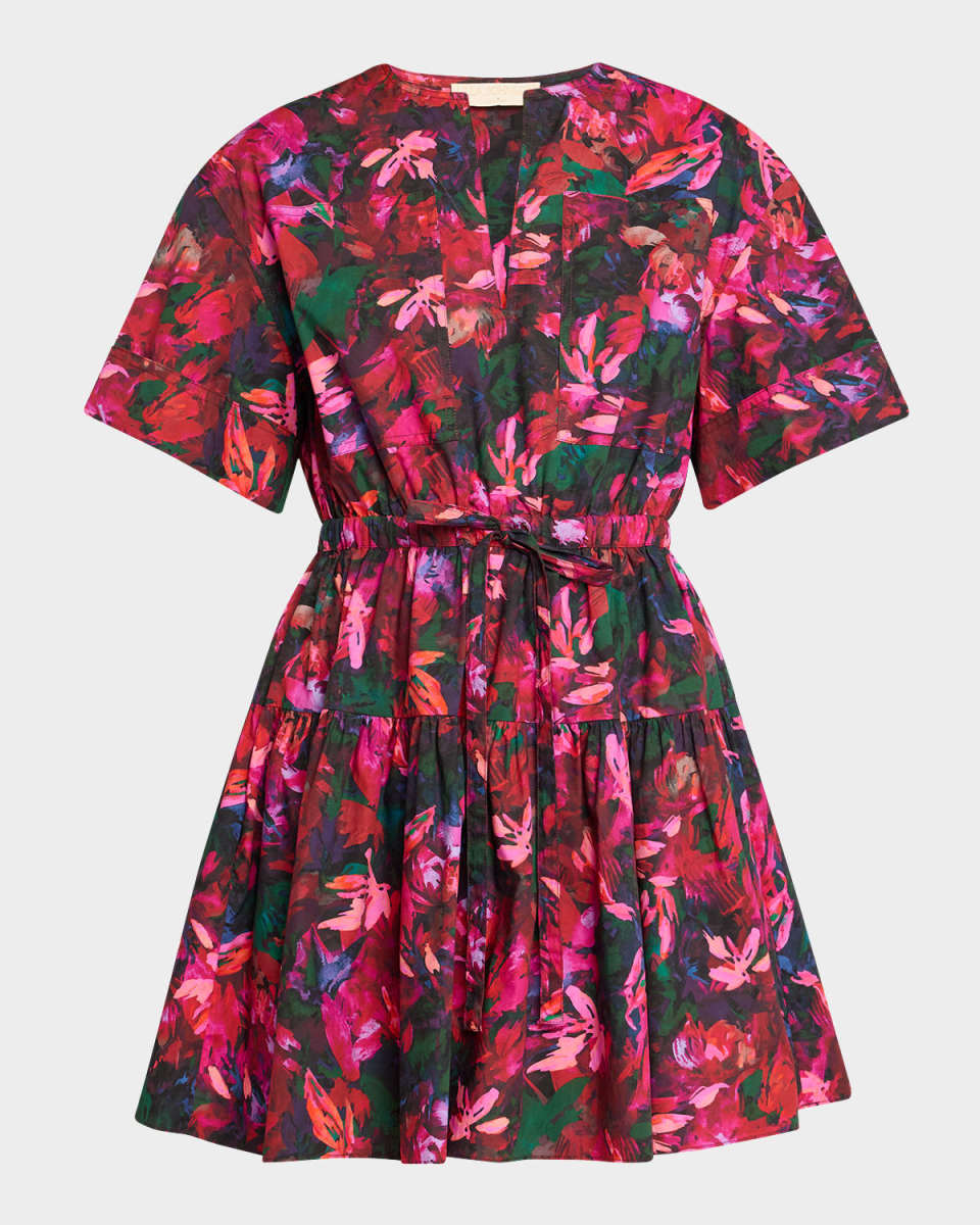 Nadira Floral Short-Sleeve Mini Dress